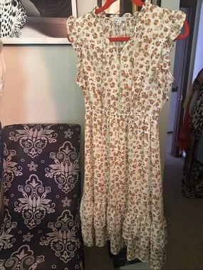 Ophelia Rae Cream and Tan Floral Maxi Dress